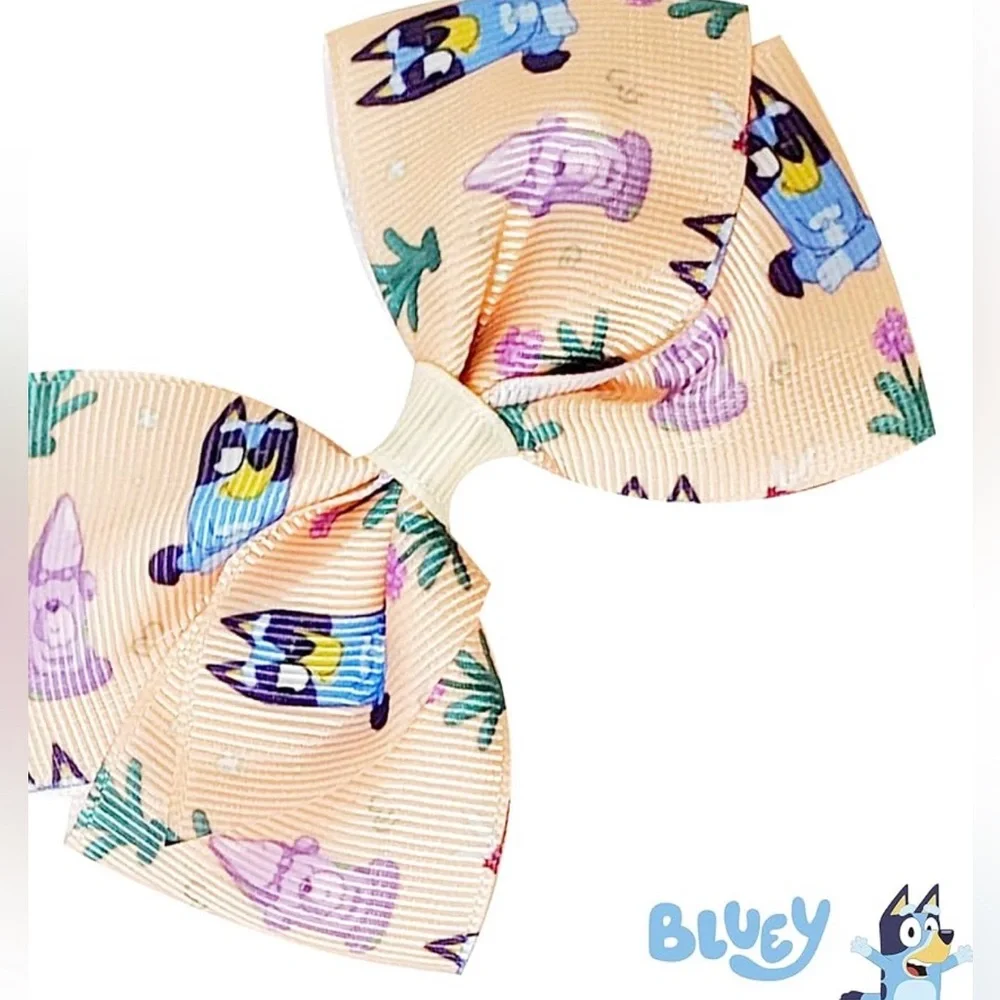 7 Piece 4 inch Bluey Colorful Cartoon Bow Set for Kids